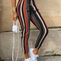 Slim Stripes Short Sleeve Jumpsuit - Thumbnail 2