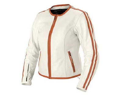 Customize White Women's Jacket With Leather Double Zipper Brando Outer Wear