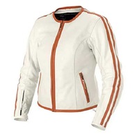 Customize White Women's Jacket With Leather Double Zipper Brando Outer Wear - Thumbnail 4