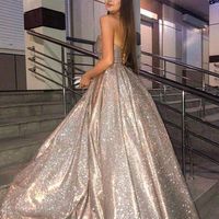 Sweep Train Strapless Sequined Ball-Gown Prom Dresses  - Thumbnail 2
