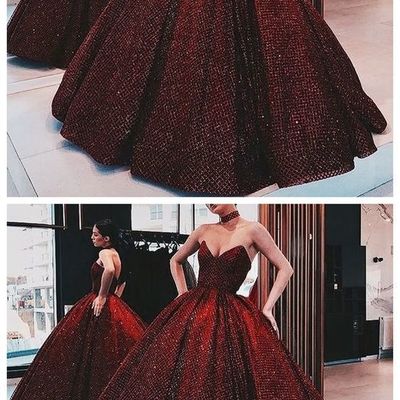 Ball gown wine red sequin floor-length burgundy quinceanera dress sweet 16 dresses for girls  - Thumbnail 5