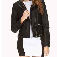 Attractive Black Jacket Women's Leather Brando Fastening Zipper Party Fashion - Thumbnail 4
