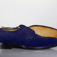 Men,s Blue Shoes, Wing Tip Suede Shoes,Lace Up Shoes  - Thumbnail 2