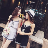 Embroidered Suspenders Jumpsuits - Thumbnail 1