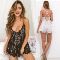 Sexy Scalloped Lace Straps Romper Jumpsuit - Thumbnail 2