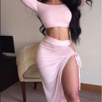 Irregular Sexy Long Sleeves Two Pieces Dress - Thumbnail 3