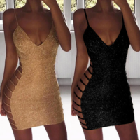 V-Neck Flash Sexy Strap Mini Prom Dress - Thumbnail 2