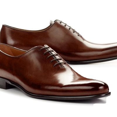 Men's handmade brown leather shoes, men pointed toe formal dress shoes - Thumbnail 2