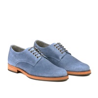 Men’s Handmade Blue Suede Shoes, Men's Formal Lace Up Shoes - Thumbnail 4