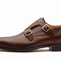 Men’s Handmade Brown Leather Double Monk Strap Shoe, Men’s Formal Shoes - Thumbnail 2