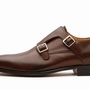 Men’s Handmade Brown Leather Double Monk Strap Shoe, Men’s Formal Shoes-1