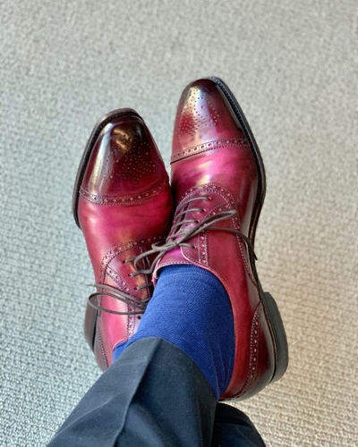 Mens Oxfords Handmade Burgundy CapToe Lace Up Leather Formal Shoes