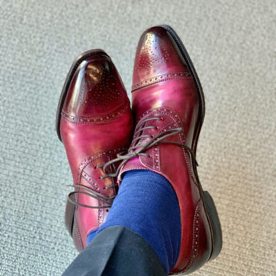 Mens oxfords handmade burgundy captoe lace up leather formal shoes