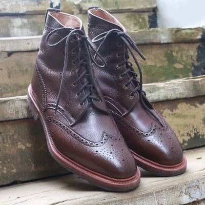 Men's burgundy boots,men's wing tip lace up leather boots,formal boot - Thumbnail 3