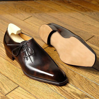 New Men Formal Leather Shoes, Men's Chocolate color Dress Leather Shoes 2020 - Thumbnail 1