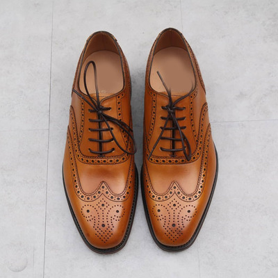 Men tan shoes, men's wing tip dress leather shoes 2020 - Thumbnail 1