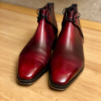 Mens decent handmade burgundy calf skin chukka leather formal boot