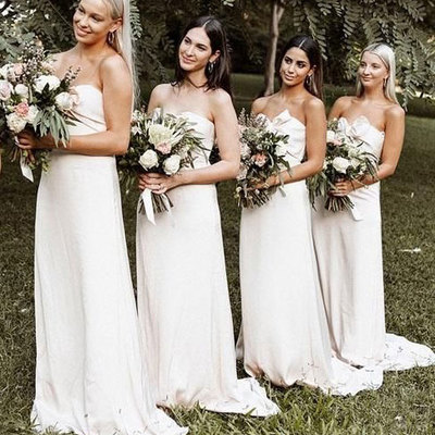 Sweetheart long bridesmaid dresses for wedding party with bowknot - Thumbnail 4