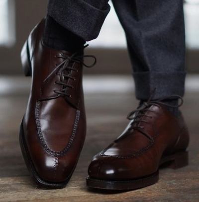 Handmade Men Office Beauty Dark Brown Split Toe Leather Lace Up Shoes