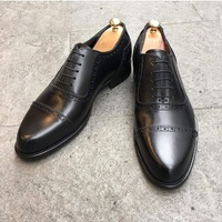Handmade Men Black Brogue Lace Up Dress Shoes Shoes, Real Leather Shoes - Thumbnail 1