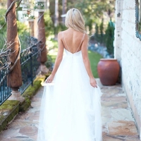Hot Summer Boho Beach Wedding Dress Long Tulle Spaghetti Straps Prom Dress - Thumbnail 1