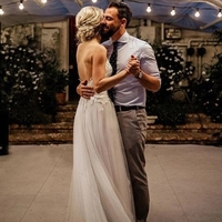 Excellent Tulle Spaghetti Straps Neckline A-line Wedding Dresses With Appliques  - Thumbnail 1