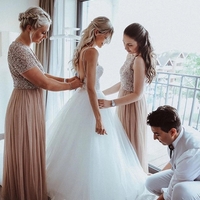 Shining Tulle Spaghetti Straps Beaded Appliqued A-line Wedding Dresses - Thumbnail 1