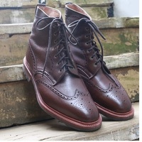 Handmade Men's Brown boots,Men's Wing Tip Lace Up leather boots,formal boot - Thumbnail 1