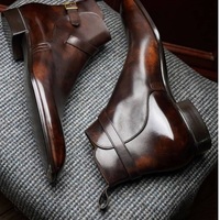 Men's New Handmade Brown boots,Men's Jodhpurs leather boots,formal boot - Thumbnail 1