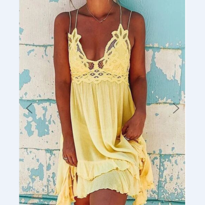 Solid color chiffon sleeveless sling dress