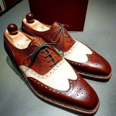 Men two tone shoes, men's wing tip dress leather shoes 2020 - Thumbnail 5