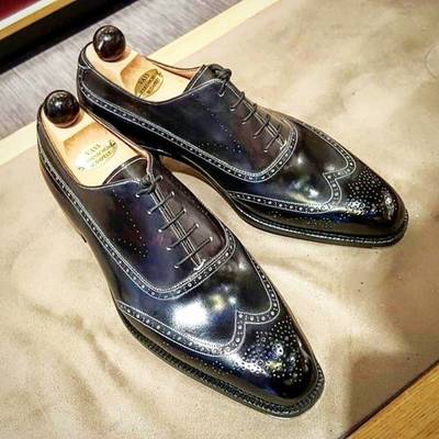Men black shoes, men's wing tip dress leather shoes 2020 - Thumbnail 3