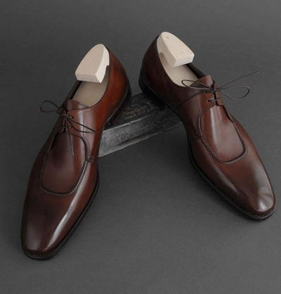 New Dark Brown Beautiful Boat Cut Handmade Leather Formal Shoes
