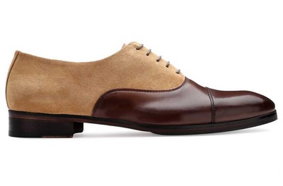 New Men's Handmade Brown Beige Wing Tip Lace Up Shoes, Leather Suede Designer Shoes