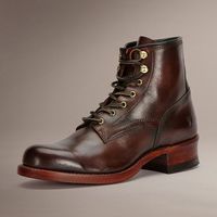 Men's Ankle high Brown Lace Up Leather Boots, Handmade Bespoke Formal Boots - Thumbnail 4
