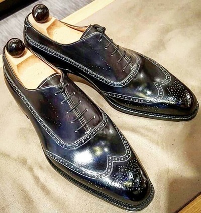 Handmade Men Black Shoes, Men's Wing Tip Dress Leather Shoes 2020