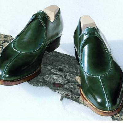 Handmade green leather dress shoes, men real leather formal shoes, laces shoes - Thumbnail 3
