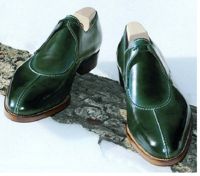 Handmade green leather dress shoes, men real leather formal shoes, laces shoes
