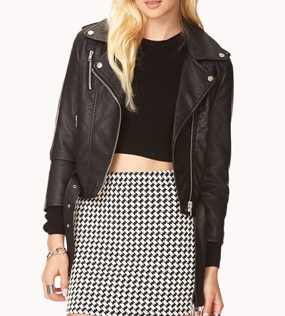 Outer Wear Women Black Leather Jacket Brando Shoulder Epaulets Belted Waist