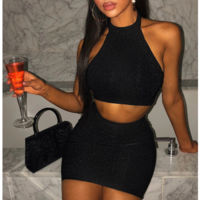 Solid Color Sexy Sleeveless Backless Hips Two-Piece Suit - Thumbnail 3