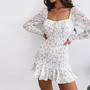 Vintage Flounced Floral Long Sleeve Chiffon Dress-2