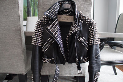 New Woman Black Punk Silver Spiked Studded Brando Style Cowhide Leather Jacket
