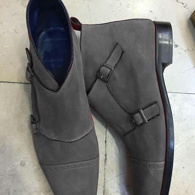 Mens decent double monk strap chukka formal wear handmade boot - Thumbnail 4