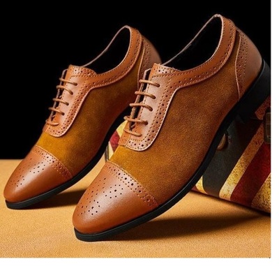 Handmade Men's Brown Leather Brown Suede, Lace up Shoes Cap Toe Shoes