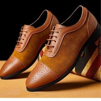 Handmade Men's Brown Leather Brown Suede, Lace up Shoes Cap Toe Shoes - Thumbnail 2