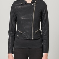 Black Women Jacket With Front Zipper Collar Genuine Leather Slim Fit Outer Wear - Thumbnail 4