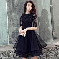 Black lace short prom dress homecoming dress - Thumbnail 1