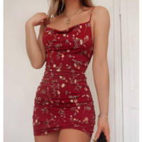 Vintage Women'S Sling Sleeveless Print Dress - Thumbnail 1