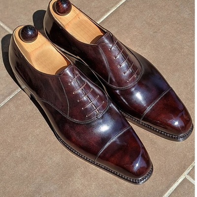 New bespoke burgundy ankle lace up leather shoes, men's bespoke dress formal shoes - Thumbnail 3