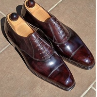 New Bespoke Burgundy Ankle Lace Up Leather Shoes, Men's Bespoke Dress Formal Shoes - Thumbnail 4